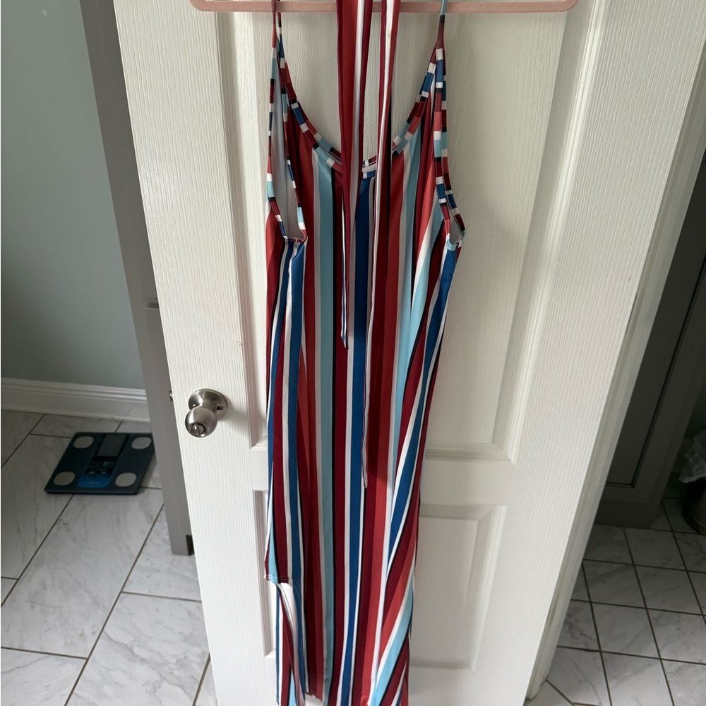 Source Unknown Striped Maxi Dress - Red, Blue, White